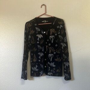 FINAL MARKDOWN Palm grove Black and White Patterned Women's Top medium